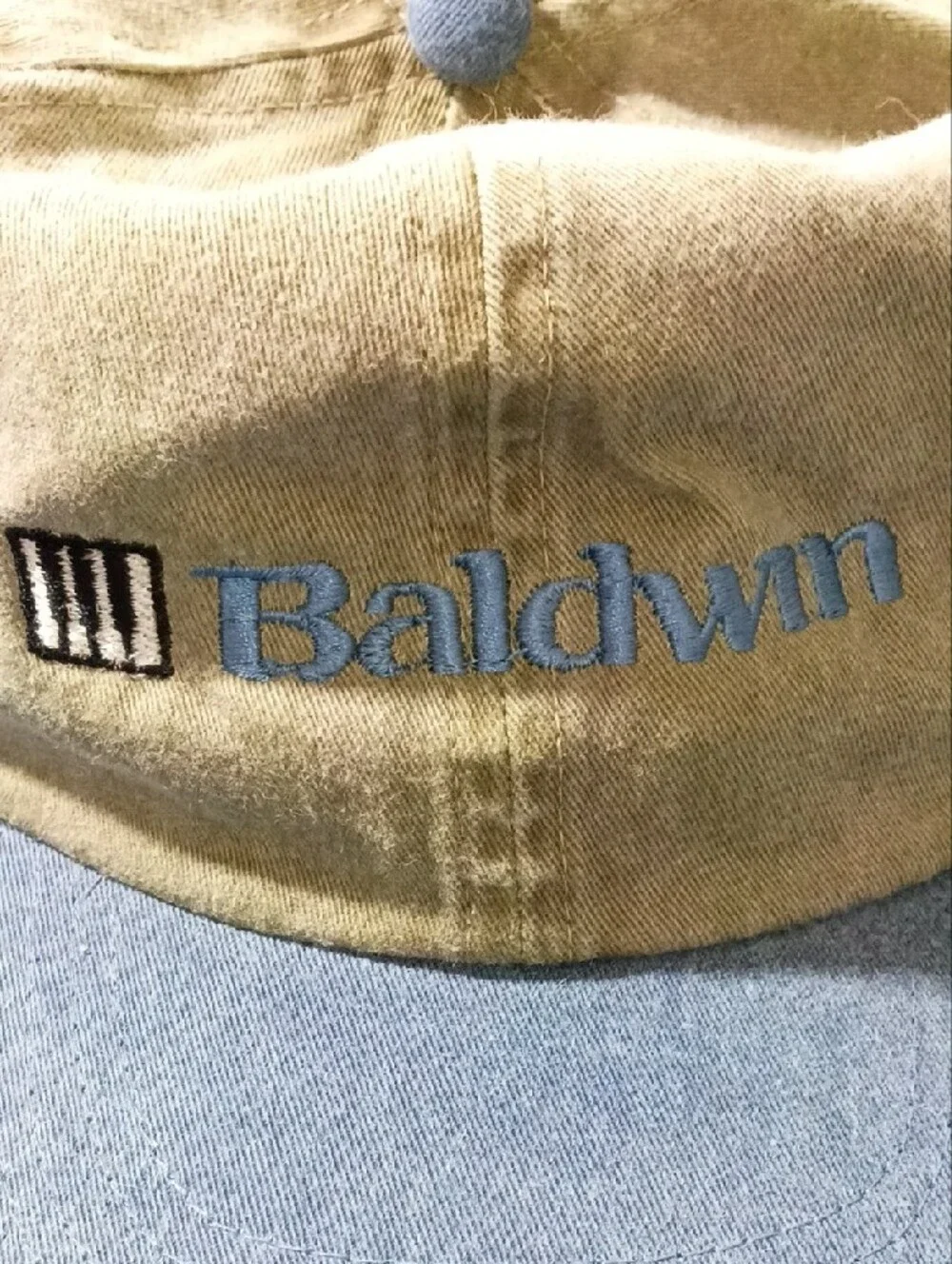 Vintage Baldwin Two-Tone Cotton Cap - Olive Crown & Blue Brim